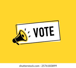 Megaphone with vote speech bubble. Loudspeaker. Banner for business, marketing and advertising. Vector illustration.	