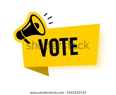 Megaphone with vote speech bubble. Loudspeaker. Banner for business, marketing and advertising. Vector illustration.