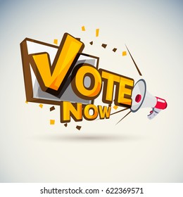 Megaphone with "Vote" Vote today concept Typographic - vector illustration