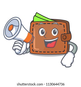 With megaphone wallet character cartoon style vector illustration