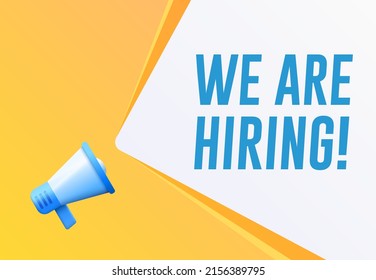 Megaphone with We Are Hiring Text Banner