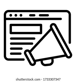 Icono de diseño web Megaphone. Esquema megáfono diseño web icono vector para diseño web aislado en fondo blanco