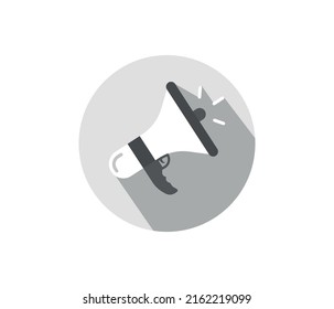 Icono web Megaphone en estilo plano. Diseño de esquema con crédito editable. Firma del altavoz. Ilustración vectorial.

