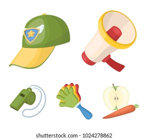 Megaphone, whistle and other attributes of the fans.Fans set collection icons in cartoon style vector symbol stock illustration web.