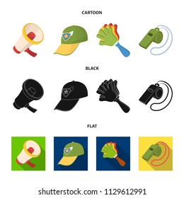 Megaphone, whistle and other attributes of the fans.Fans set collection icons in cartoon,black,flat style vector symbol stock illustration web.