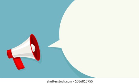 Megaphone white bubble for social media marketing concept. Vector announce for marketing.