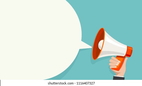 Megaphone white bubble for social media marketing concept. Vector announce for marketing.