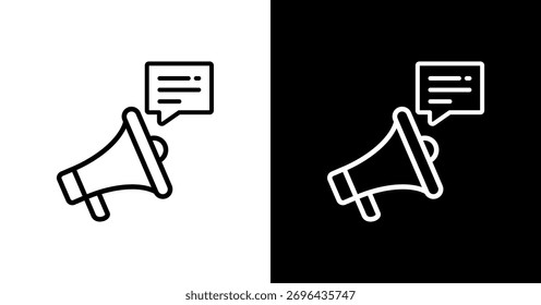 Design des weißen Megaphon-Symbolsatzes