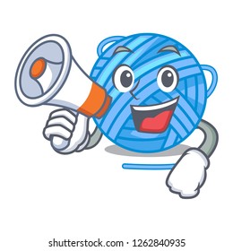 With megaphone wool ball in a shape cartoon