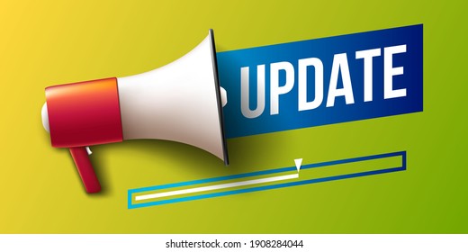 Megaphone mit dem Wort "Update"-Banner