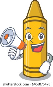 With megaphone yellow crayon in the character