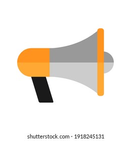 Megaphone yellow flat icon isolated on white background. Speaker symbol. Loudspeaker vector illustration .