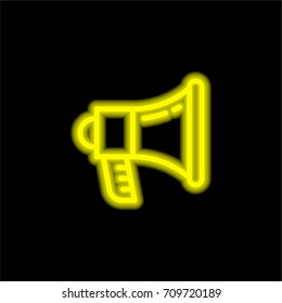 Megaphone yellow glowing neon ui ux icon. Glowing sign logo vector