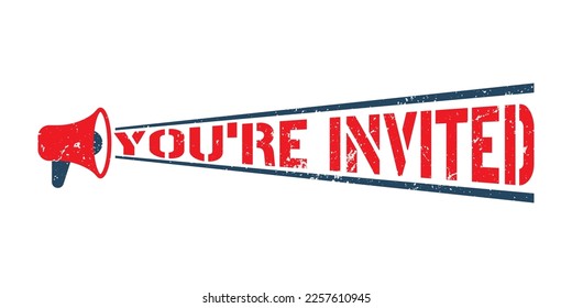 Megaphone You're Invited Stamp vector graphic design illustration grunge