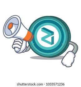 With megaphone Zilliqa coin character cartoon