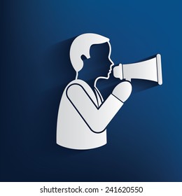 Megaphone,human resource design on blue background,clean vector