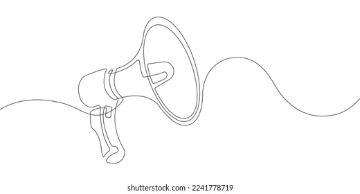 Megaphone.Public horn speaker.Continuous line drawing.Vector illustration .