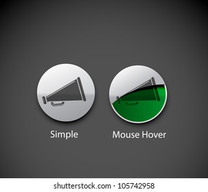 megaphones icon on round button collection design.