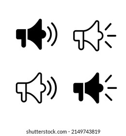 Megaphones icons set, Flat and outline Style