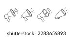 Megaphones icons set. Megaphone icon vector logo design emplate. loudspeaker icon vector. Voice sound speech logo silhouette sign. Set of simple megaphone line icons. Vector illustration