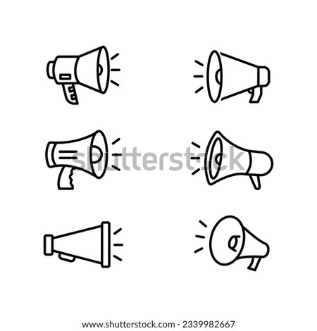 Megaphones icons set. Megaphone icon vector logo design emplate. loudspeaker icon vector. Voice sound speech logo silhouette sign. Set of simple megaphone line icons. Vector illustration