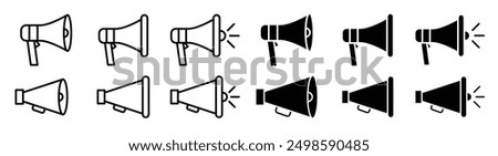 Megaphones icons set. Megaphone icon vector logo design. Announcement, media, news, notifications, alert, important, siren, radio, sound, business, record, bullhorn, megaphone icons collection.