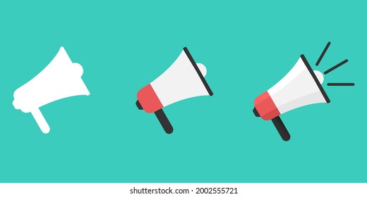 Megaphones set on blue background. Vector illustration. EPS 10.