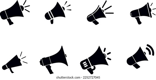 megáfono, iconos de advertencia del altavoz diseño vectorial 