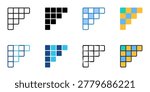 Megapixel icons set multiple style collection. Editable stroke 
