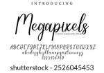 Megapixels Font Stylish brush painted an uppercase vector letters, alphabet, typeface