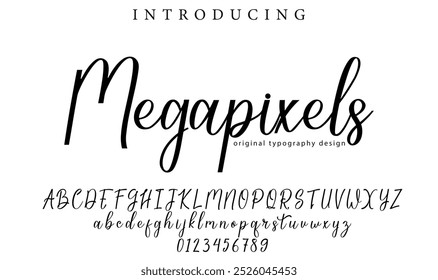 Megapixels Font Stylish brush painted an uppercase vector letters, alphabet, typeface