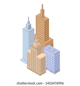 Megapolis buildings icon. Isometric of megapolis buildings vector icon for web design isolated on white background