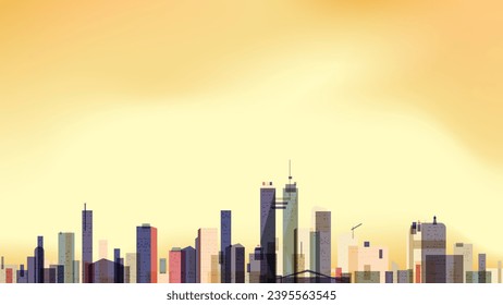 Megapolis skyscraper background. Abstract vector cityscape shapes. Architectural panorama horizon sky.