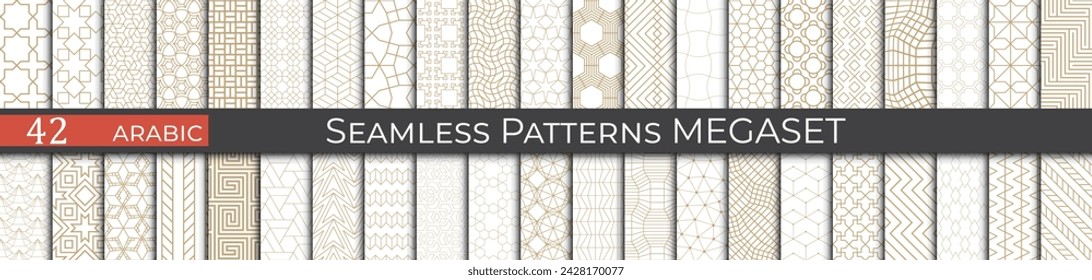 Megaset of arabic pattern. Collection of ramadan golden patterns.