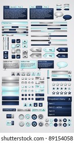 Megaset of gray/blue web elements - vector file - easily customizable