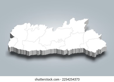 Meghalaya 3d district map is a state of India