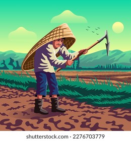 Meghalaya Farmer - A Vibrant Vector Illustration Depicting the Resilience and Hard Work of Indian Agriculture