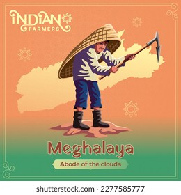 Meghalaya Farmer - A Vibrant Vector Illustration Depicting the Resilience and Hard Work of Indian Agriculture