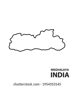 Meghalaya india outline vector map