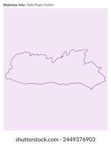 Meghalaya, India. Simple vector map. State shape. Outline style. Border of Meghalaya. Vector illustration.