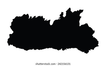 Meghalaya, India,  vector map isolated on white background. High detailed silhouette illustration.