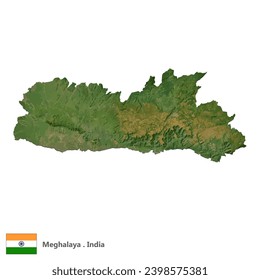 Meghalaya, State of India Topographic Map (EPS)