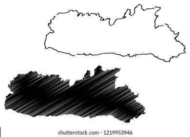 Meghalaya (States and union territories of India, Federated states, Republic of India) map vector illustration, scribble sketch Meghalaya state map