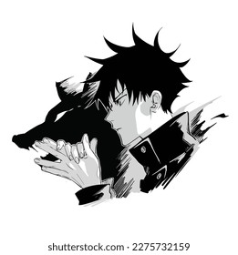 Megumi with dog from Jujutsu kaisen