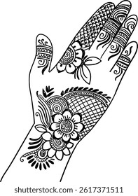 Mehandi Design Line Art Use For Wedding Card For Hladi Mehandi 
