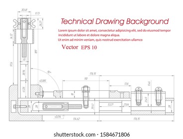 Mehanniko engineering drawing .Bolts and nuts in the drawing .Technological banner for design .Vector illustration .
