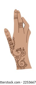 Icono plano de Mehendi Arte corporal y tatuaje temporal a mano. Ilustración del vector