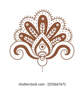 Icono plano Mehendi arte corporal indio y decoración temporal de la piel. Ilustración del vector