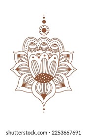 Icono plano Mehendi arte corporal indio y decoración temporal de la piel. Ilustración del vector