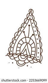 Icono plano Mehendi Ornamento especial Tatuaje tradicional. Ilustración vectorial